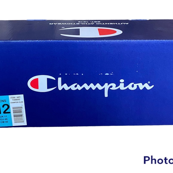 Champion IPO Scripture Logo Slide Sandals - White Men's Size 12 - New with Box - Picture 2 of 4